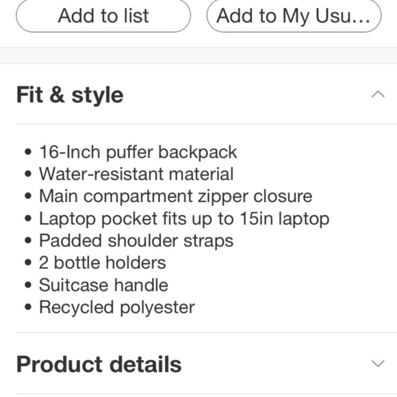 Puffer 16" Backpack Tan - Open StoryT™ new - Picture 6 of 8